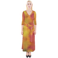 Flower Abstract Quarter Sleeve Wrap Maxi Dress by DimitriosArt