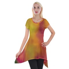 Flower Abstract Short Sleeve Side Drop Tunic by DimitriosArt