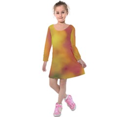 Flower Abstract Kids  Long Sleeve Velvet Dress by DimitriosArt