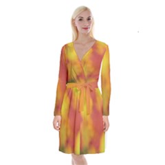 Flower Abstract Long Sleeve Velvet Front Wrap Dress by DimitriosArt