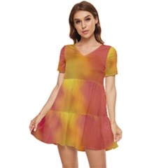 Flower Abstract Tiered Short Sleeve Mini Dress