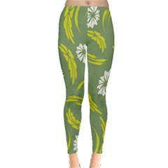 Folk Flowers Print Floral Pattern Ethnic Art Leggings  by Eskimos