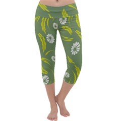 Folk Flowers Print Floral Pattern Ethnic Art Capri Yoga Leggings by Eskimos