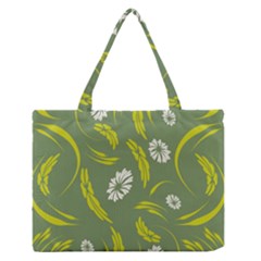 Folk Flowers Print Floral Pattern Ethnic Art Zipper Medium Tote Bag by Eskimos