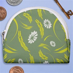 Folk Flowers Print Floral Pattern Ethnic Art Horseshoe Style Canvas Pouch by Eskimos