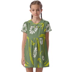 Folk Flowers Print Floral Pattern Ethnic Art Kids  Asymmetric Collar Dress by Eskimos