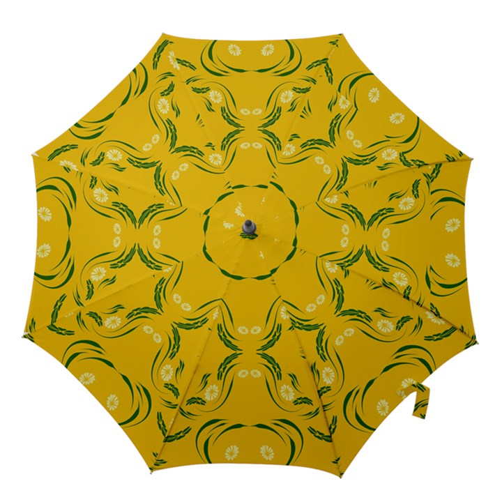 Floral folk damask pattern Fantasy flowers Floral geometric fantasy Hook Handle Umbrellas (Small)