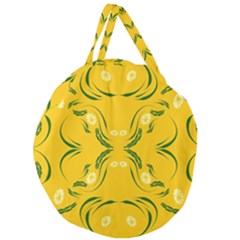 Floral Folk Damask Pattern Fantasy Flowers Floral Geometric Fantasy Giant Round Zipper Tote by Eskimos