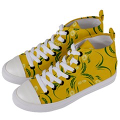 Floral Folk Damask Pattern Fantasy Flowers Floral Geometric Fantasy Women s Mid-top Canvas Sneakers by Eskimos