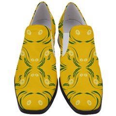 Floral Folk Damask Pattern Fantasy Flowers Floral Geometric Fantasy Women Slip On Heel Loafers by Eskimos