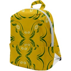 Floral Folk Damask Pattern Fantasy Flowers Floral Geometric Fantasy Zip Up Backpack by Eskimos