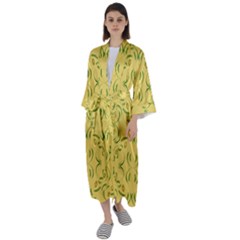 Floral Folk Damask Pattern Fantasy Flowers Floral Geometric Fantasy Maxi Satin Kimono by Eskimos