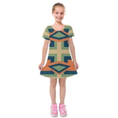 Abstract Pattern Geometric Backgrounds   Kids  Short Sleeve Velvet Dress by Eskimos