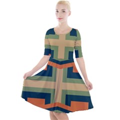 Abstract Pattern Geometric Backgrounds   Quarter Sleeve A-line Dress by Eskimos