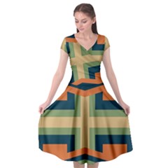 Abstract Pattern Geometric Backgrounds   Cap Sleeve Wrap Front Dress by Eskimos