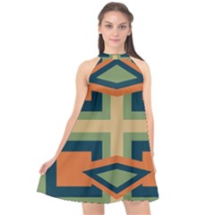 Abstract Pattern Geometric Backgrounds   Halter Neckline Chiffon Dress  by Eskimos