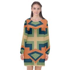 Abstract Pattern Geometric Backgrounds   Long Sleeve Chiffon Shift Dress  by Eskimos