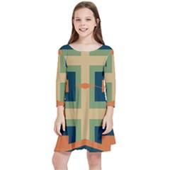 Abstract Pattern Geometric Backgrounds   Kids  Quarter Sleeve Skater Dress