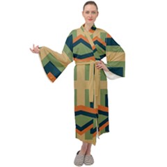 Abstract Pattern Geometric Backgrounds   Maxi Velour Kimono by Eskimos