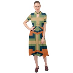 Abstract Pattern Geometric Backgrounds   Keyhole Neckline Chiffon Dress by Eskimos