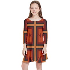 Abstract Pattern Geometric Backgrounds   Kids  Quarter Sleeve Skater Dress