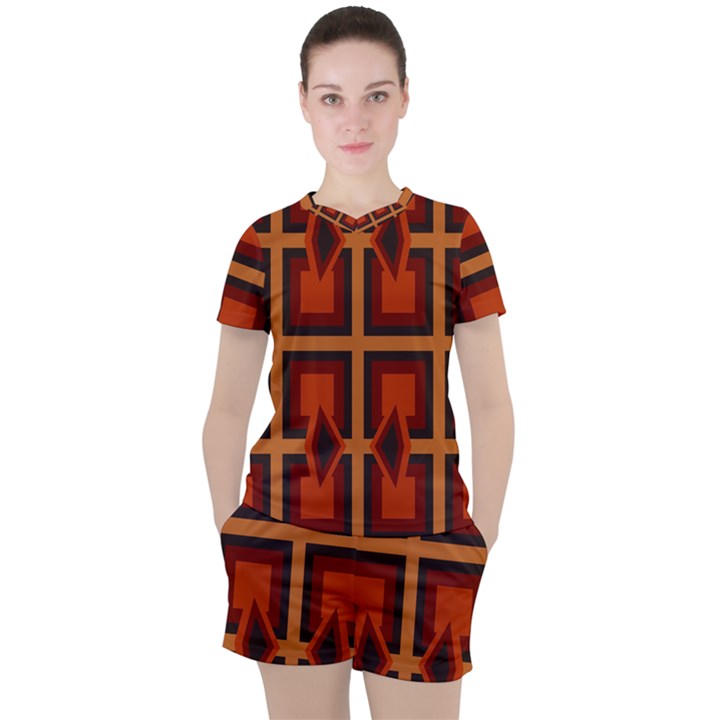 Abstract pattern geometric backgrounds   Women s Tee and Shorts Set