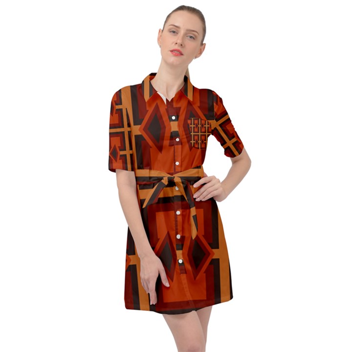 Abstract pattern geometric backgrounds   Belted Shirt Dress