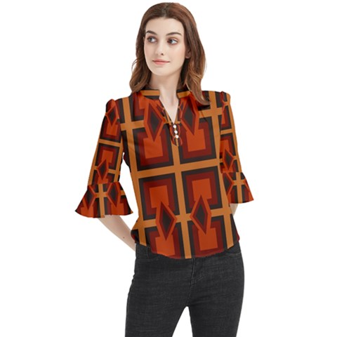 Abstract Pattern Geometric Backgrounds   Loose Horn Sleeve Chiffon Blouse by Eskimos