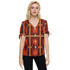 Abstract Pattern Geometric Backgrounds   Bow Sleeve Button Up Top