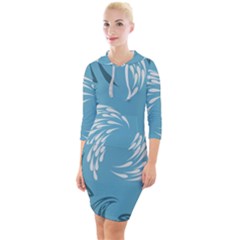 Folk Flowers Print Floral Pattern Ethnic Art Quarter Sleeve Hood Bodycon Dress by Eskimos