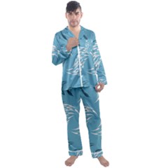 Folk Flowers Print Floral Pattern Ethnic Art Men s Long Sleeve Satin Pajamas Set by Eskimos