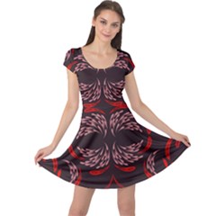 Floral Folk Damask Pattern Fantasy Flowers Floral Geometric Fantasy Cap Sleeve Dress by Eskimos