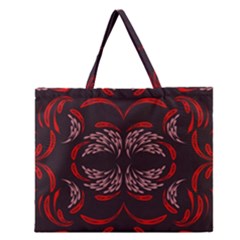 Floral Folk Damask Pattern Fantasy Flowers Floral Geometric Fantasy Zipper Large Tote Bag by Eskimos