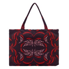 Floral Folk Damask Pattern Fantasy Flowers Floral Geometric Fantasy Medium Tote Bag by Eskimos