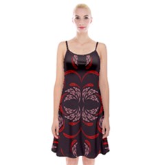 Floral Folk Damask Pattern Fantasy Flowers Floral Geometric Fantasy Spaghetti Strap Velvet Dress by Eskimos