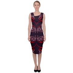 Floral Folk Damask Pattern Fantasy Flowers Floral Geometric Fantasy Sleeveless Pencil Dress by Eskimos