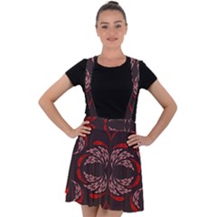 Floral Folk Damask Pattern Fantasy Flowers Floral Geometric Fantasy Velvet Suspender Skater Skirt by Eskimos