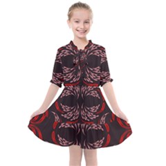 Floral Folk Damask Pattern Fantasy Flowers Floral Geometric Fantasy Kids  All Frills Chiffon Dress by Eskimos