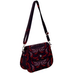 Floral Folk Damask Pattern Fantasy Flowers Floral Geometric Fantasy Saddle Handbag by Eskimos