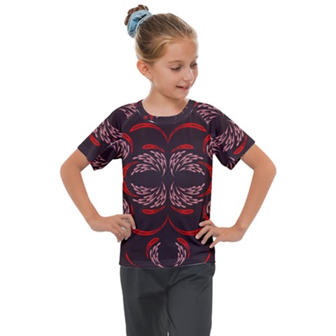 Floral Folk Damask Pattern Fantasy Flowers Floral Geometric Fantasy Kids  Mesh Piece Tee by Eskimos