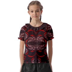 Floral Folk Damask Pattern Fantasy Flowers Floral Geometric Fantasy Kids  Frill Chiffon Blouse by Eskimos