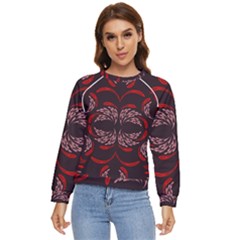 Floral Folk Damask Pattern Fantasy Flowers Floral Geometric Fantasy Women s Long Sleeve Raglan Tee