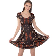 Floral Folk Damask Pattern Fantasy Flowers Floral Geometric Fantasy Cap Sleeve Dress by Eskimos