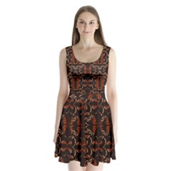 Floral Folk Damask Pattern Fantasy Flowers Floral Geometric Fantasy Split Back Mini Dress  by Eskimos