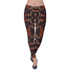 Floral Folk Damask Pattern Fantasy Flowers Floral Geometric Fantasy Velvet Leggings by Eskimos