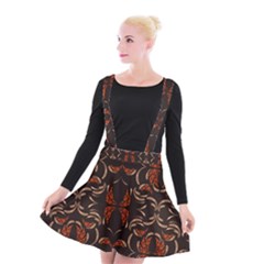 Floral Folk Damask Pattern Fantasy Flowers Floral Geometric Fantasy Suspender Skater Skirt by Eskimos