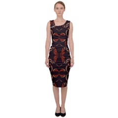 Floral Folk Damask Pattern Fantasy Flowers Floral Geometric Fantasy Sleeveless Pencil Dress by Eskimos