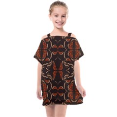 Floral Folk Damask Pattern Fantasy Flowers Floral Geometric Fantasy Kids  One Piece Chiffon Dress by Eskimos