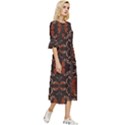 Floral folk damask pattern Fantasy flowers Floral geometric fantasy Double Cuff Midi Dress View3