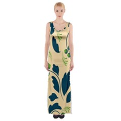 Folk Flowers Print Floral Pattern Ethnic Art Thigh Split Maxi Dress by Eskimos